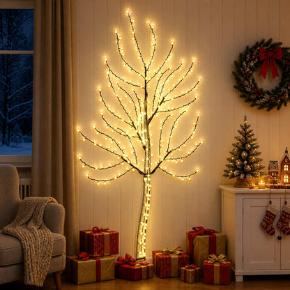 LED Wall Christmas Tree 140 LEDs Steel Black 180 cm Warm white