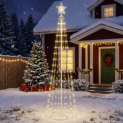 LED Cone Christmas Tree 250 LEDs Steel 180 cm White Warm white
