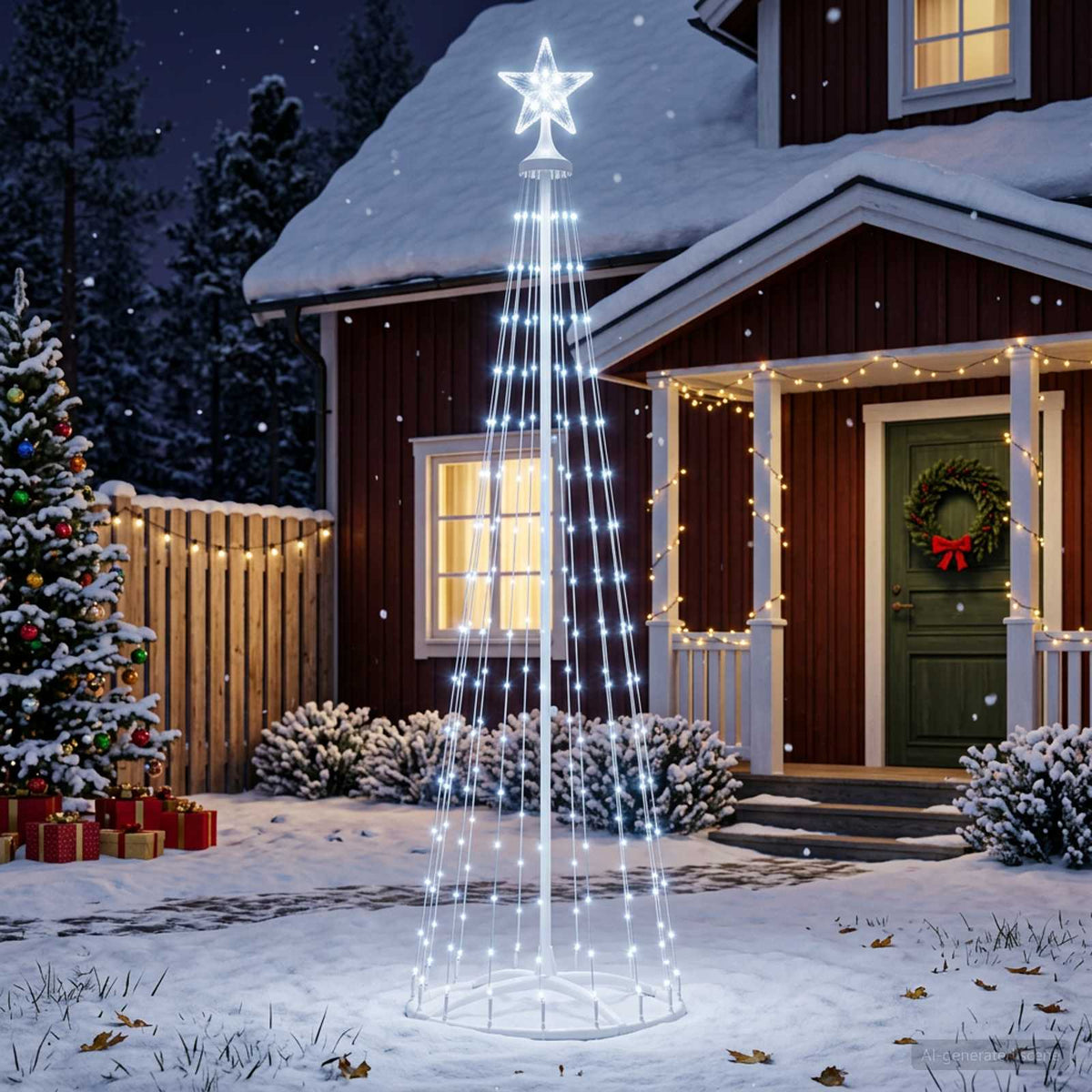 LED Cone Christmas Tree 250 LEDs Steel 180 cm White Cold white