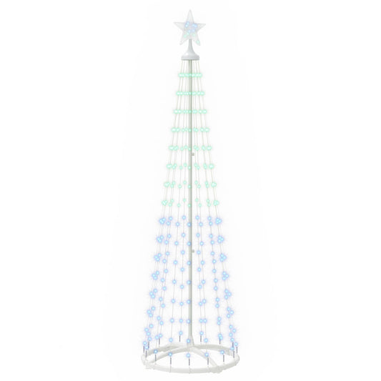 vidaXL LED Cone Christmas Tree 180 cm 250 LEDs RGB Steel White 2