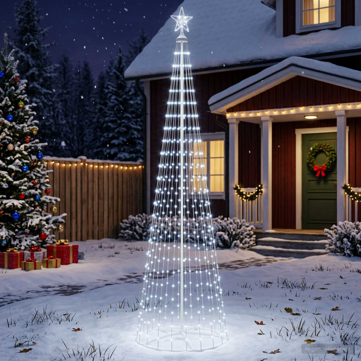 LED Cone Christmas Tree 250 LEDs Steel 250 cm White Cold white