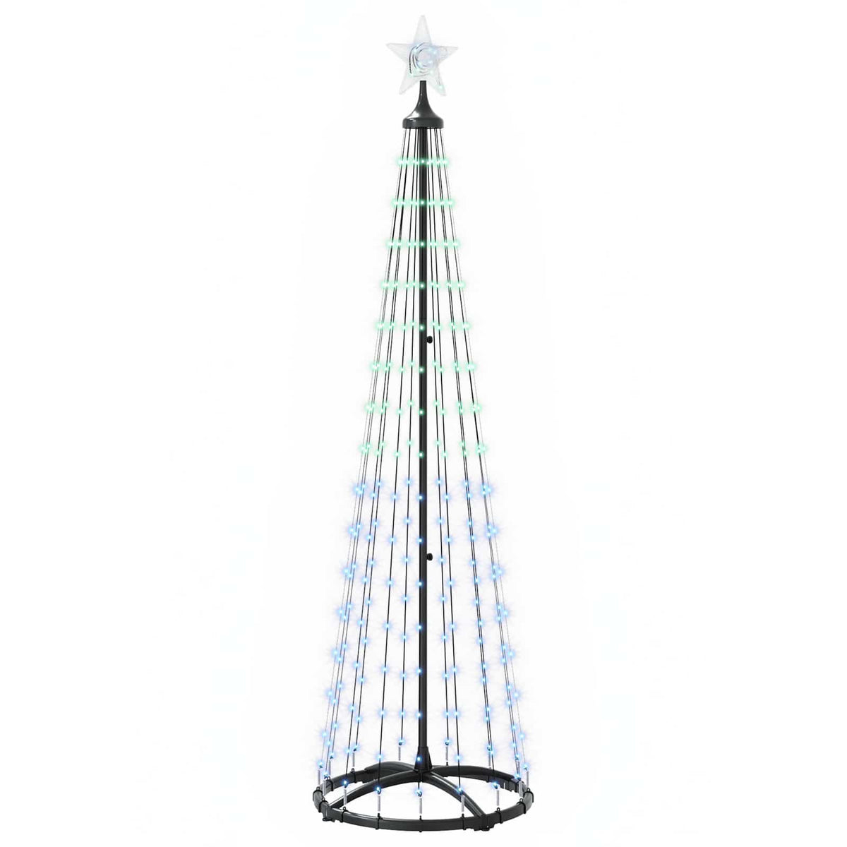 vidaXL LED Cone Christmas Tree 180 cm 250 LEDs Multicolour Steel White 2