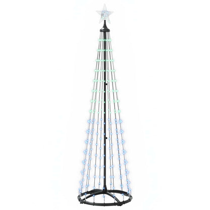 vidaXL LED Cone Christmas Tree 180 cm 250 LEDs Multicolour Steel White 2