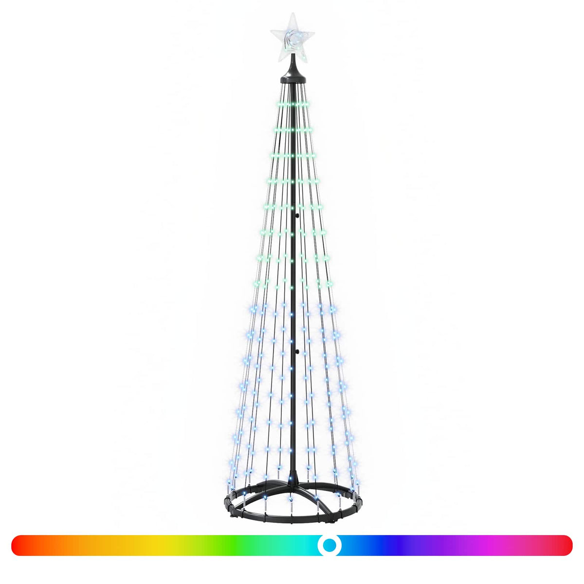 vidaXL LED Cone Christmas Tree 180 cm 250 LEDs Multicolour Steel White 3