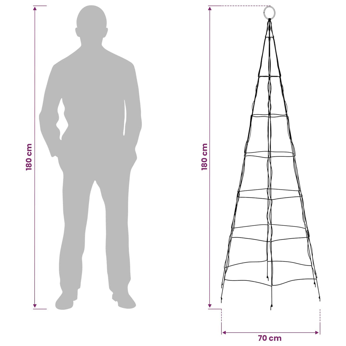 LED Christmas Tree EKENAS 168 LEDs Steel 180 cm