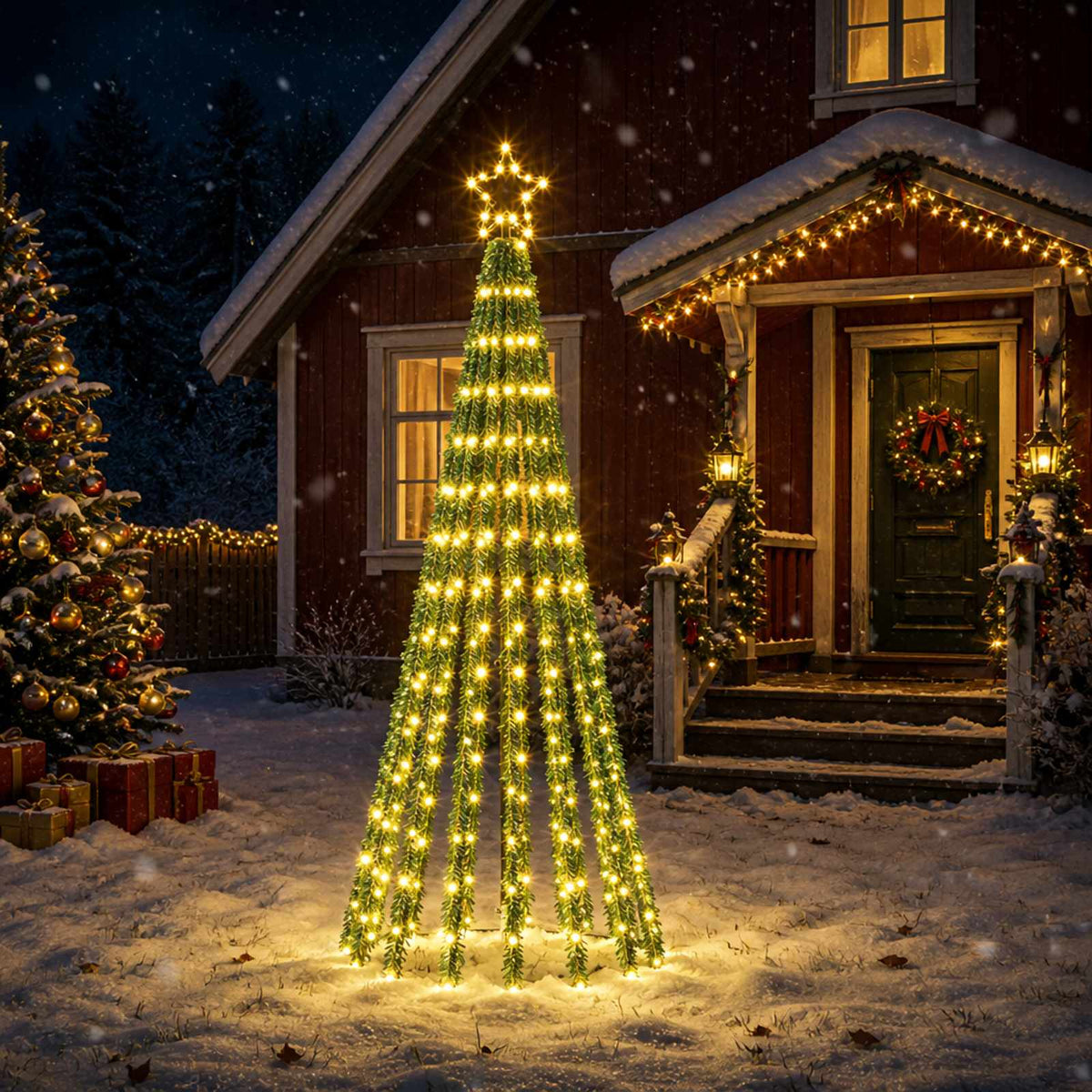 LED Christmas Tree 255 LEDs Steel Black 180 cm Warm white