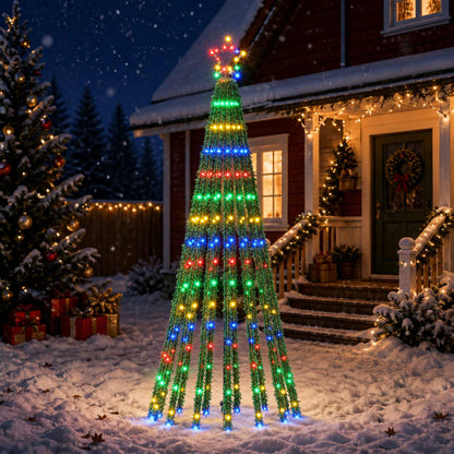 LED Christmas Tree 255 LEDs Steel Black 180 cm Multicolour