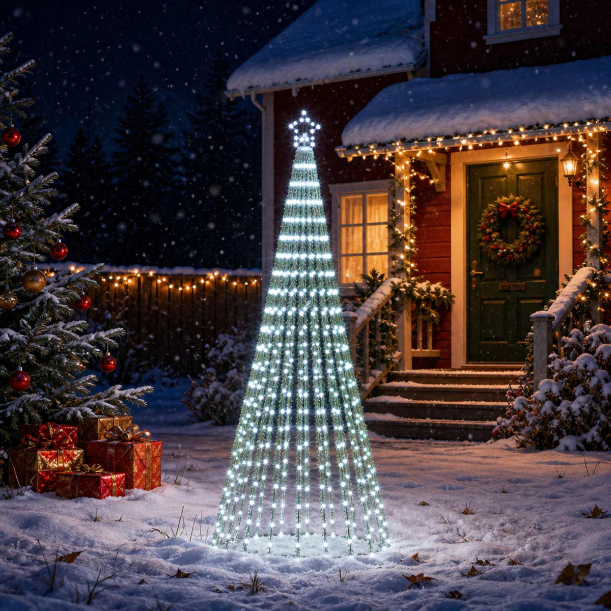 LED Christmas Tree 255 LEDs Steel Black 250 cm Cold white
