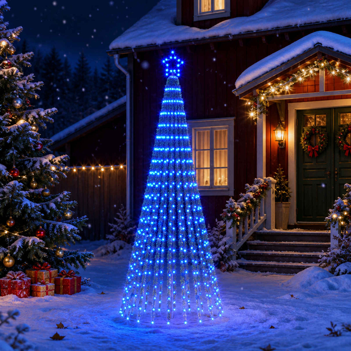 LED Christmas Tree 255 LEDs Steel Black 250 cm Blue