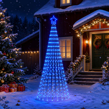 LED Christmas Tree 255 LEDs Steel Black 250 cm Blue