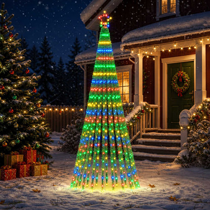 LED Christmas Tree 255 LEDs Steel Black 250 cm Multicolour