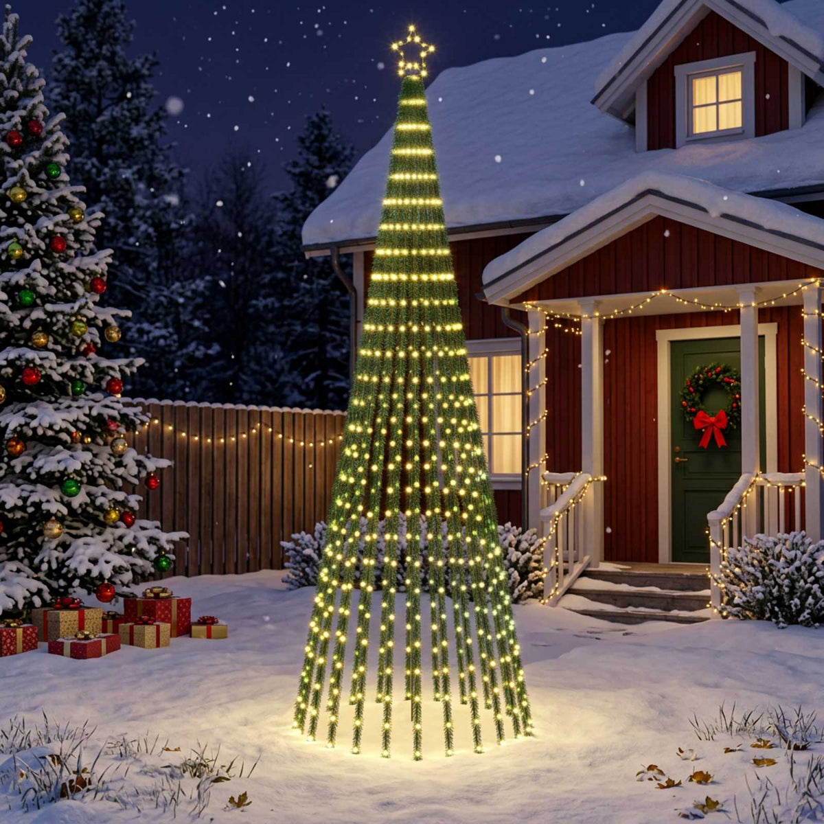 LED Christmas Tree 255 LEDs Steel Black 300 cm Warm white