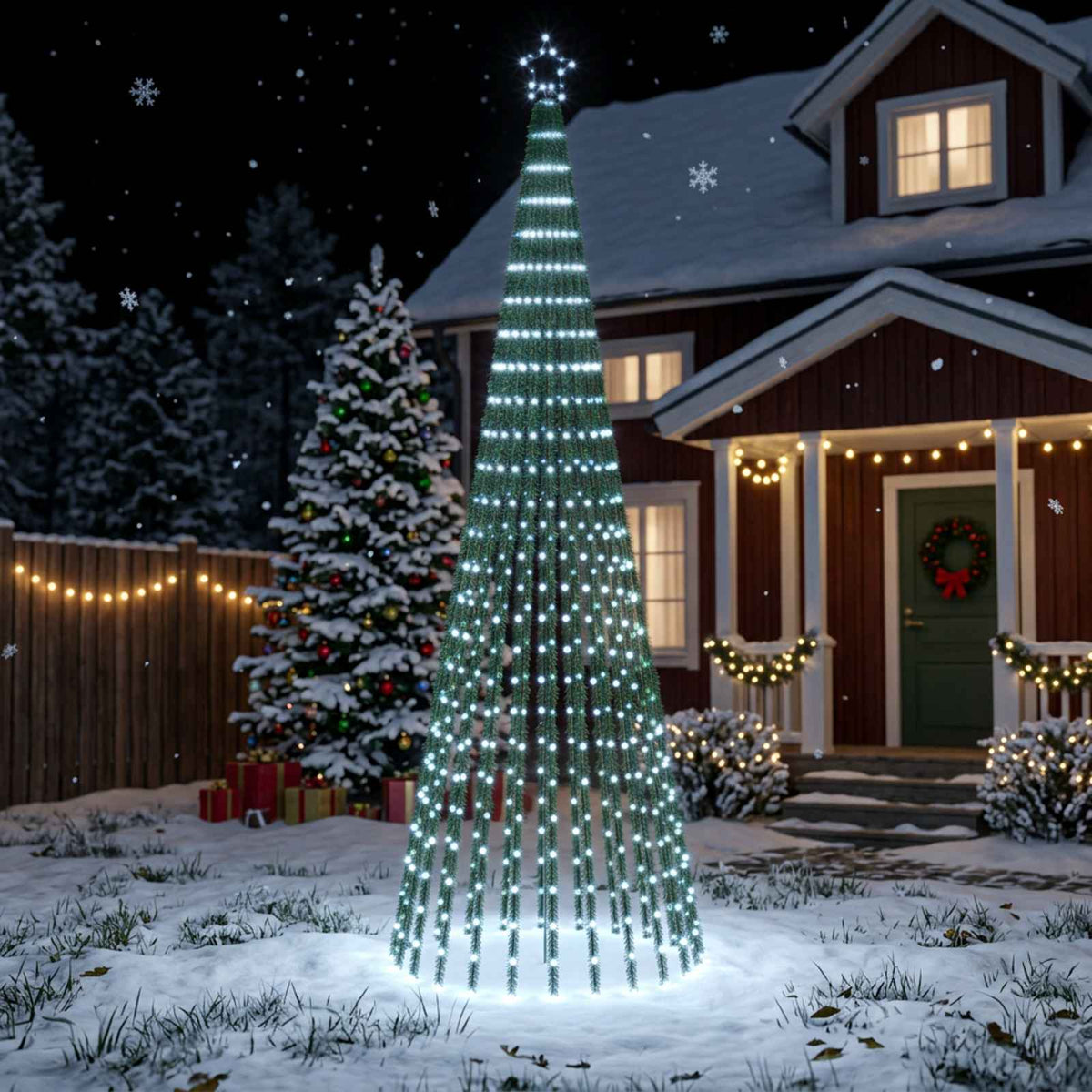 LED Christmas Tree 255 LEDs Steel Black 300 cm Cold white