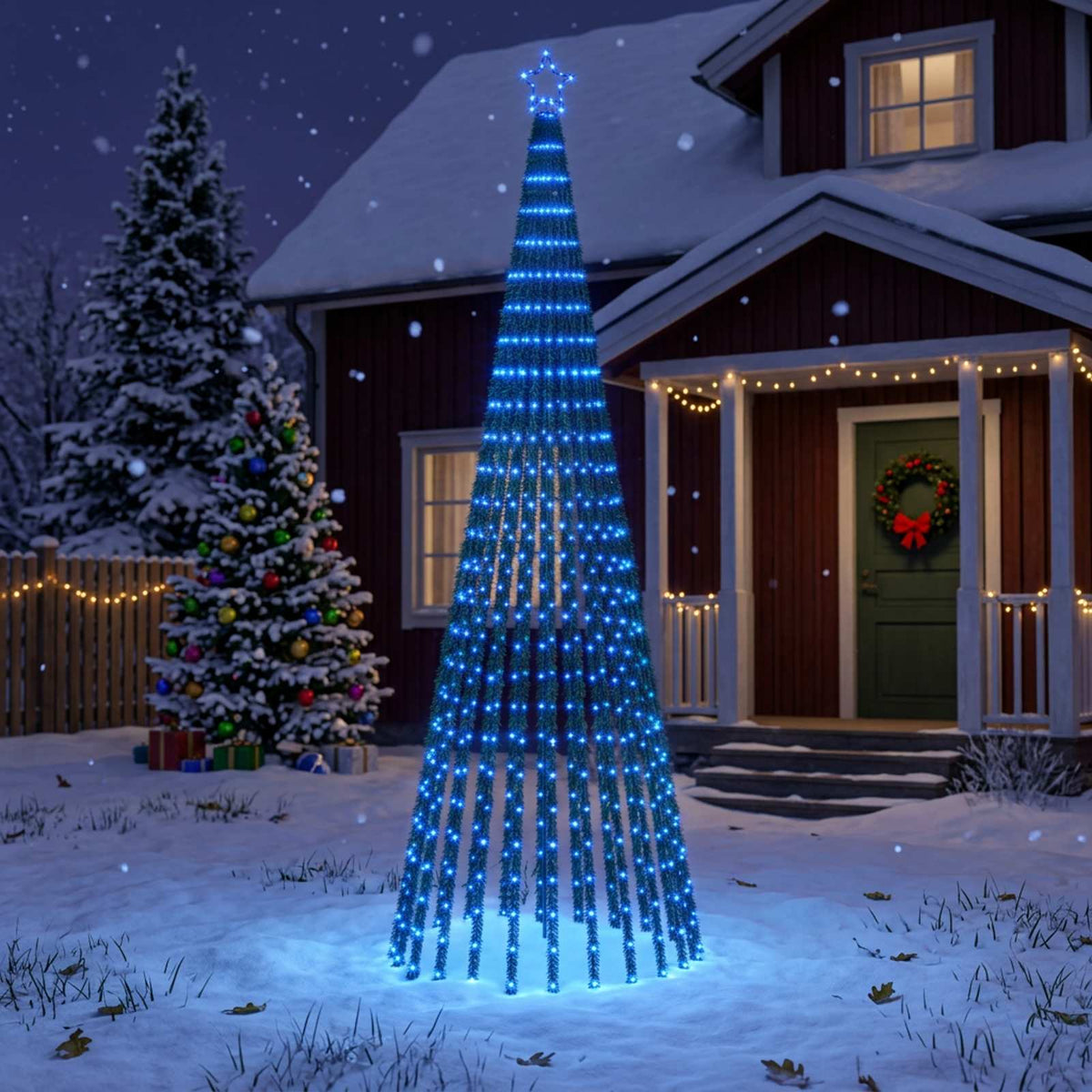 LED Christmas Tree 255 LEDs Steel Black 300 cm Blue
