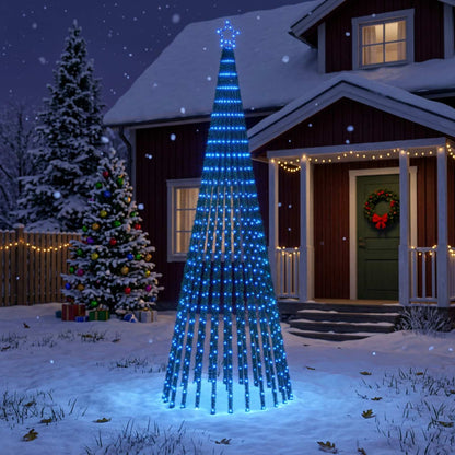 LED Christmas Tree 255 LEDs Steel Black 300 cm Blue