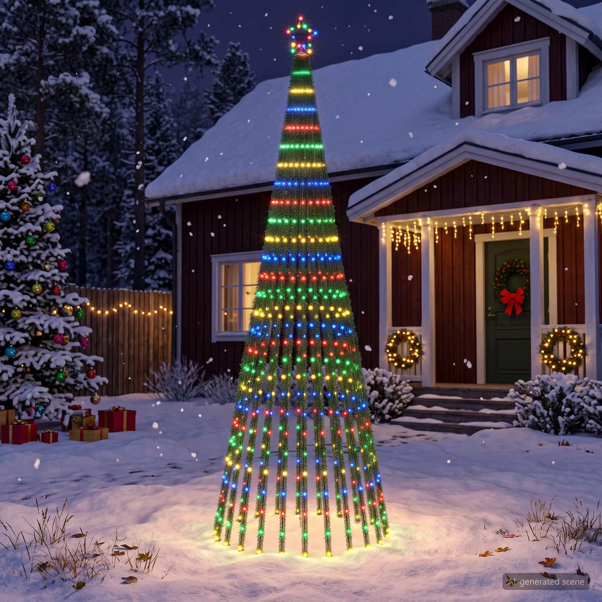 LED Christmas Tree 255 LEDs Steel Black 300 cm Multicolour