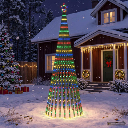 LED Christmas Tree 255 LEDs Steel Black 300 cm Multicolour