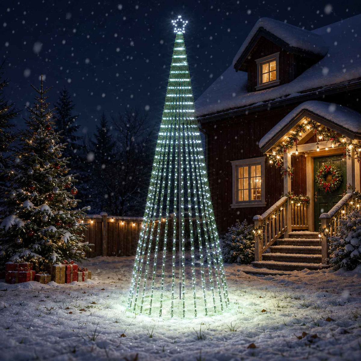 LED Christmas Tree 255 LEDs Steel Black 400 cm Cold white