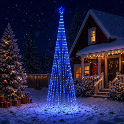 LED Christmas Tree 255 LEDs Steel Black 400 cm Blue