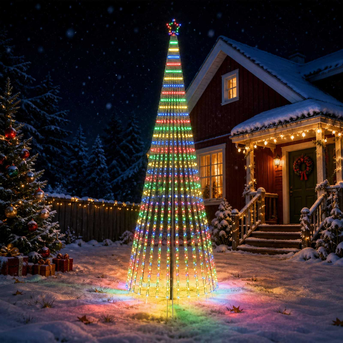 LED Christmas Tree 255 LEDs Steel Black 400 cm Multicolour