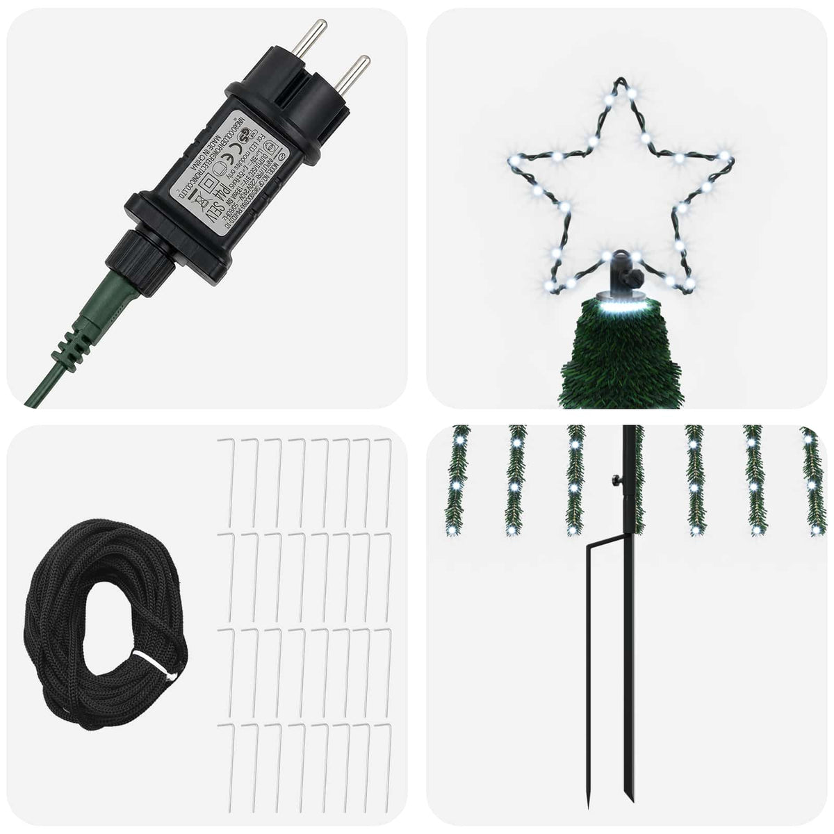 LED Christmas Tree 255 LEDs Steel Black 500 cm Cold white