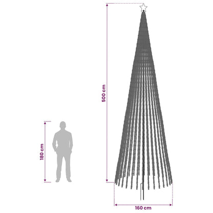 vidaXL LED Christmas Tree 500 cm 1524 LEDs Cold White Steel Black 5