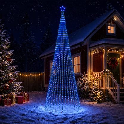 LED Christmas Tree 255 LEDs Steel Black 500 cm Blue