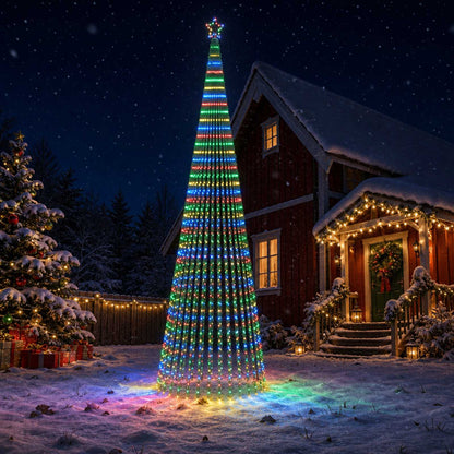 LED Christmas Tree 255 LEDs Steel Black 500 cm Multicolour