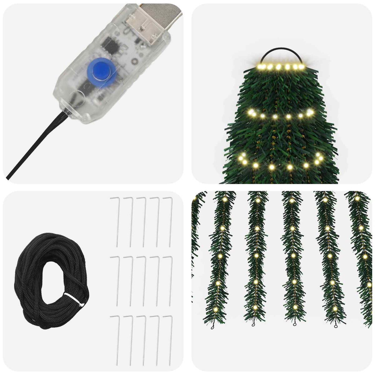 LED Christmas Tree 150 cm 240 LEDs Steel Green 180 cm Warm white