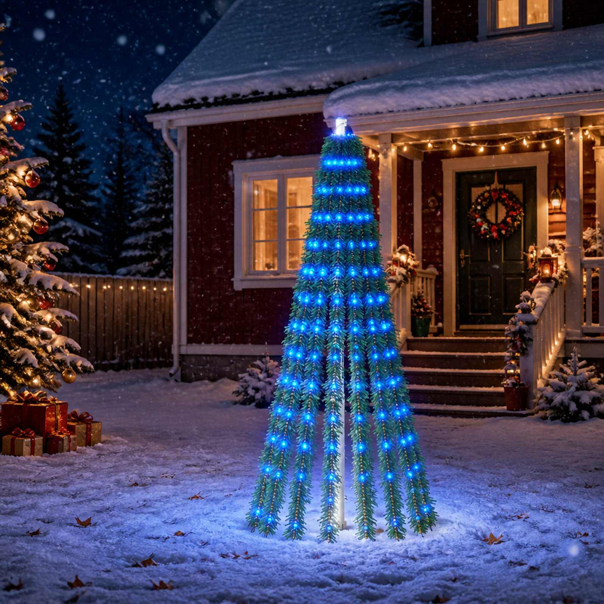 LED Christmas Tree 150 cm 240 LEDs Steel Green 180 cm Blue