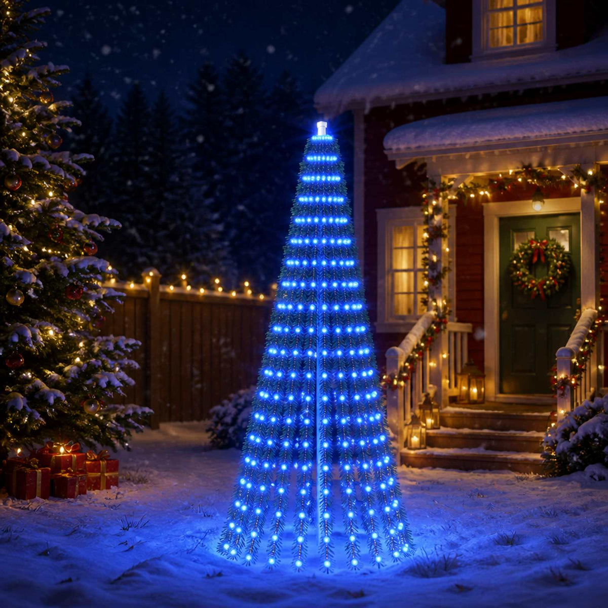 LED Christmas Tree 150 cm 240 LEDs Steel Green 250 cm Blue