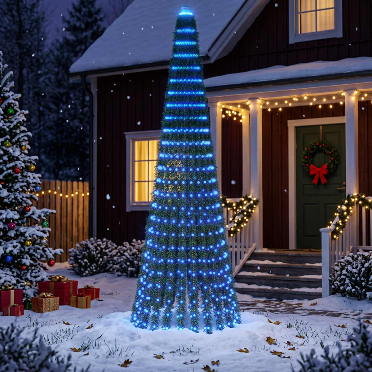 LED Christmas Tree 150 cm 240 LEDs Steel Green 300 cm Blue