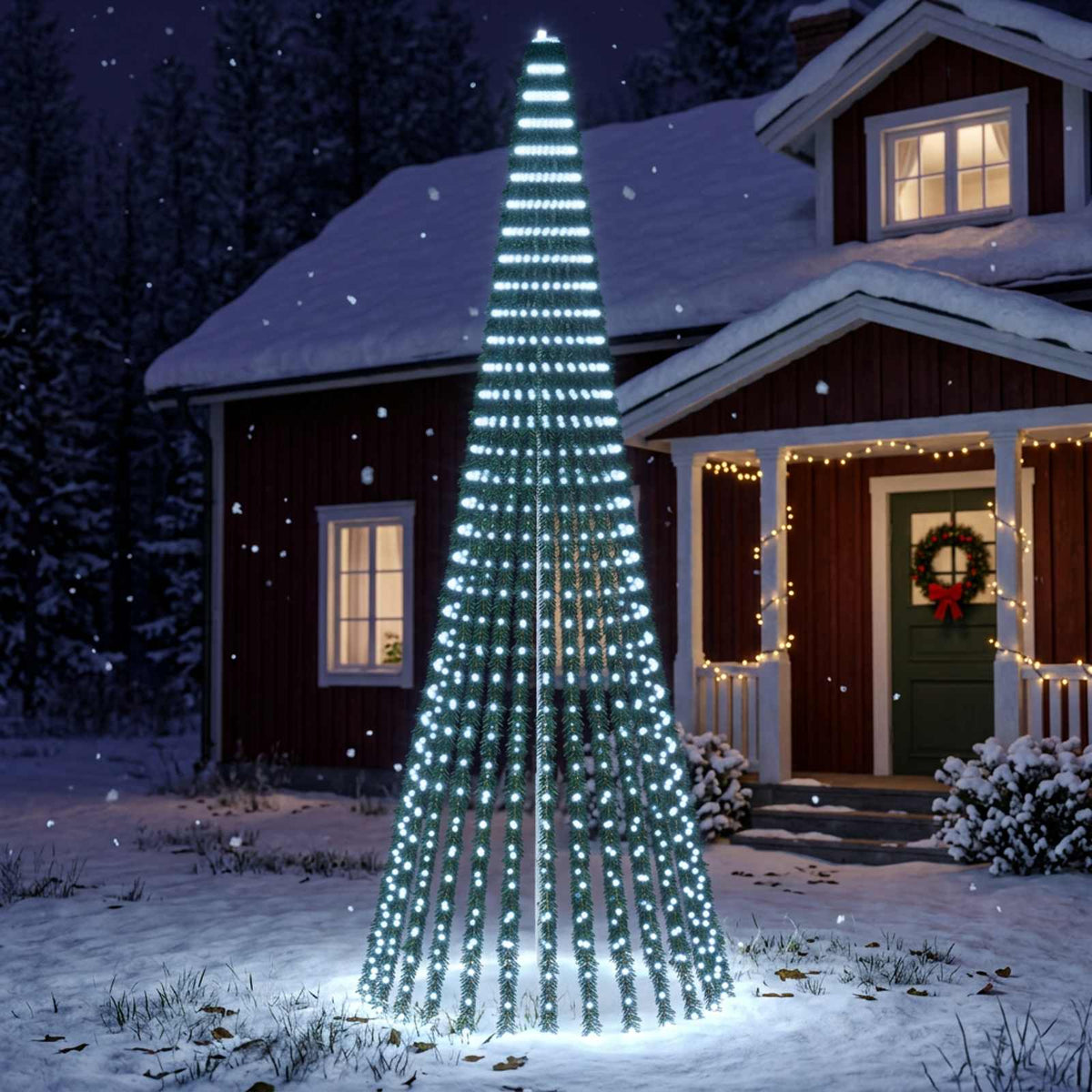 LED Christmas Tree 150 cm 240 LEDs Steel Green 400 cm Cold white