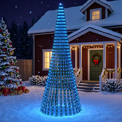 LED Christmas Tree 150 cm 240 LEDs Steel Green 400 cm Blue