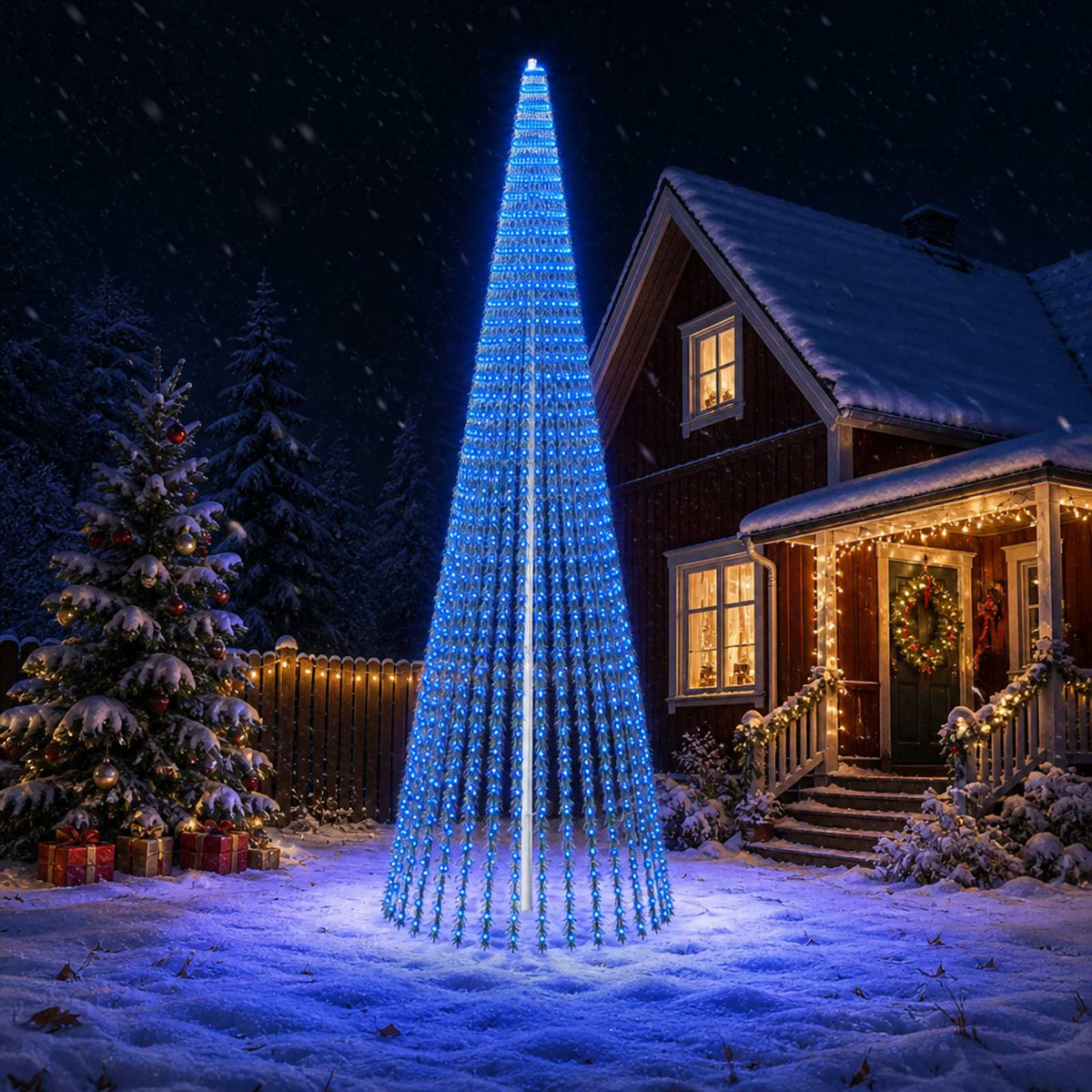 LED Christmas Tree 150 cm 240 LEDs Steel Green 500 cm Blue
