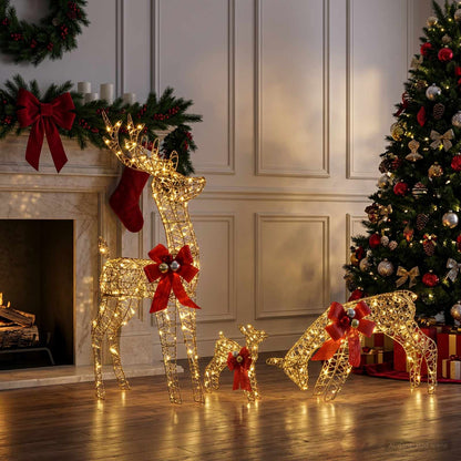 vidaXL Reindeer Family Christmas Decoration 3 pcs 200 LEDs Warm White 1