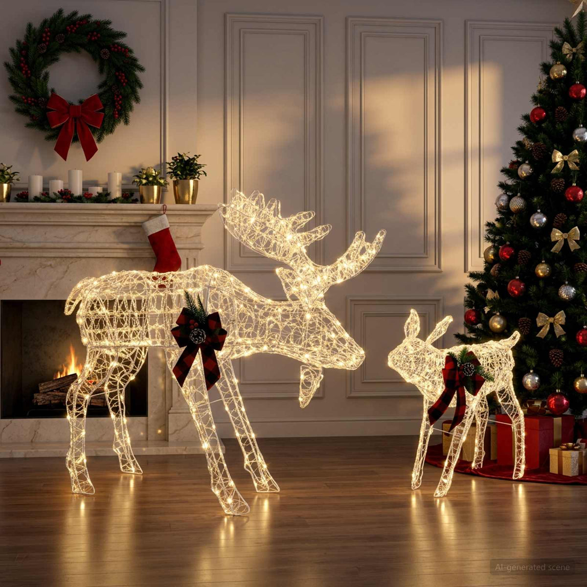 vidaXL Moose Christmas Decoration 2 pcs 240 LEDs Warm White 3