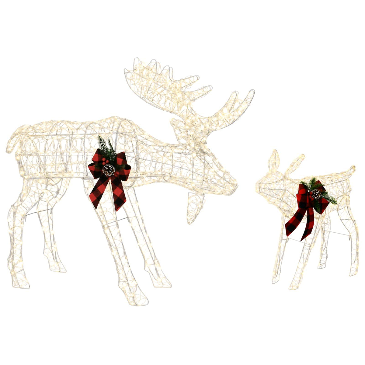 vidaXL Moose Christmas Decoration 2 pcs 240 LEDs Warm White 2