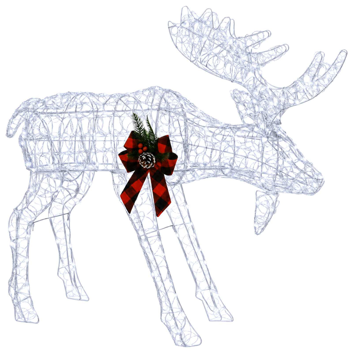 Moose Christmas Decoration White 120 x 27 x 105 cm Acrylic Cold white
