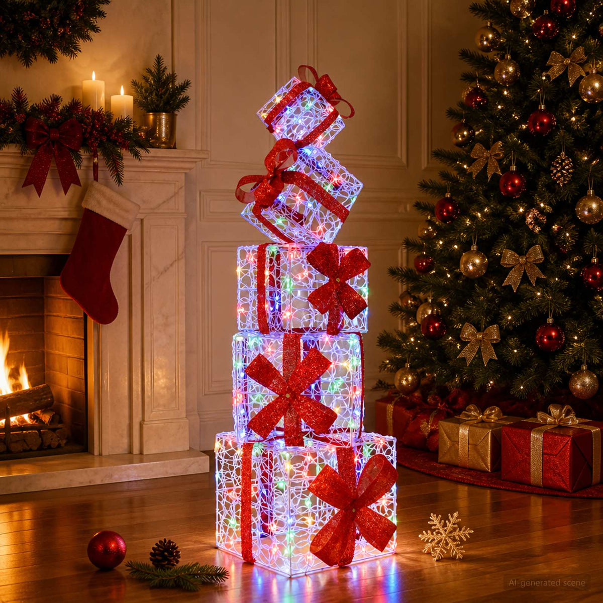 Gift Box Christmas Decoration 5 pcs 125 LEDs Multicolour