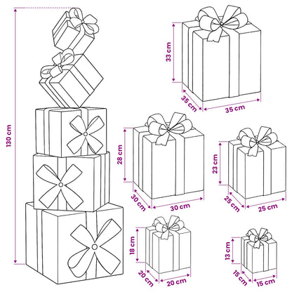 Gift Box Christmas Decoration 5 pcs 125 LEDs Warm White Gold fabric