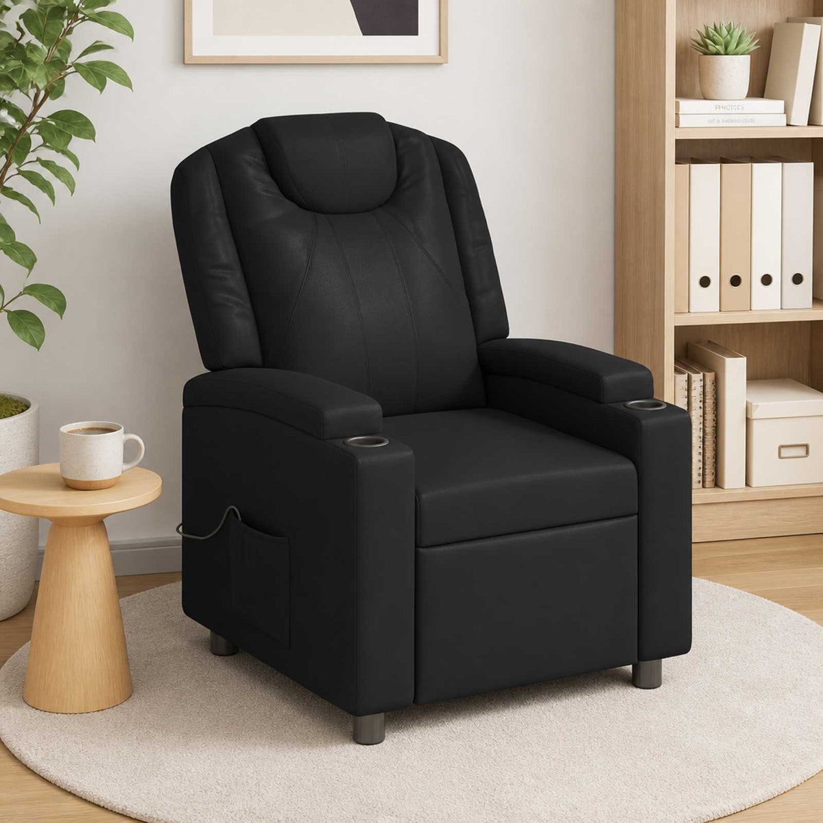 Recliner Chair 75 x 95 x 106 cm Fabric Black with massage function