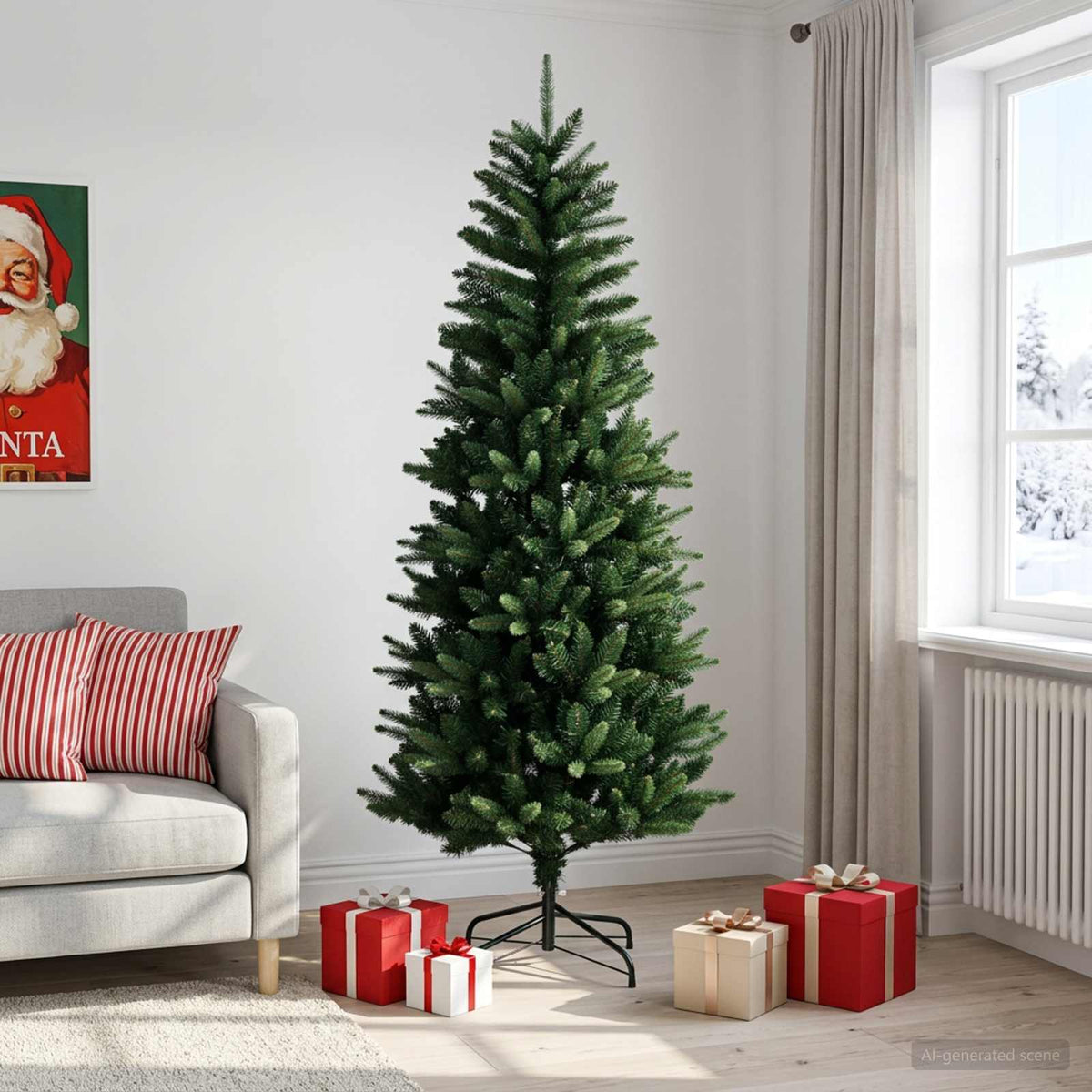 Artificial Christmas Tree with Bauble 300 LEDs Green 210 cm without LED