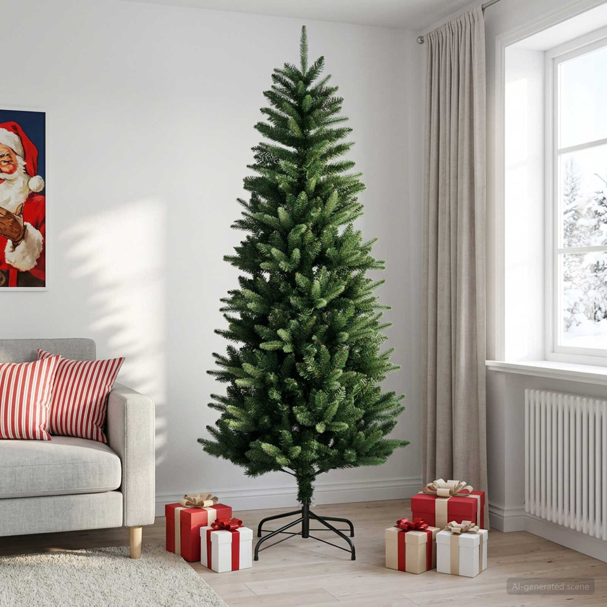 Artificial Christmas Tree with Bauble 300 LEDs Green 240 cm without LED