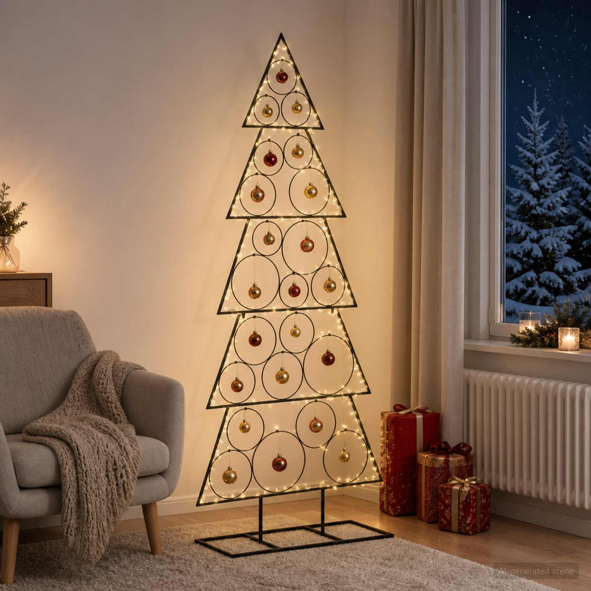 Metal Christmas Tree KUOPIO Steel Black 150 cm