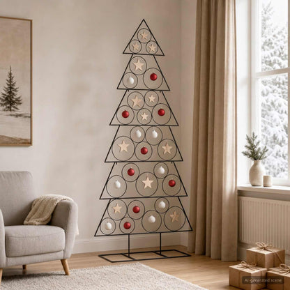 Metal Christmas Tree KUOPIO Steel Black 180 cm