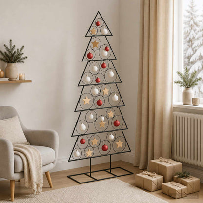 Metal Christmas Tree KUOPIO Steel Black 180 cm