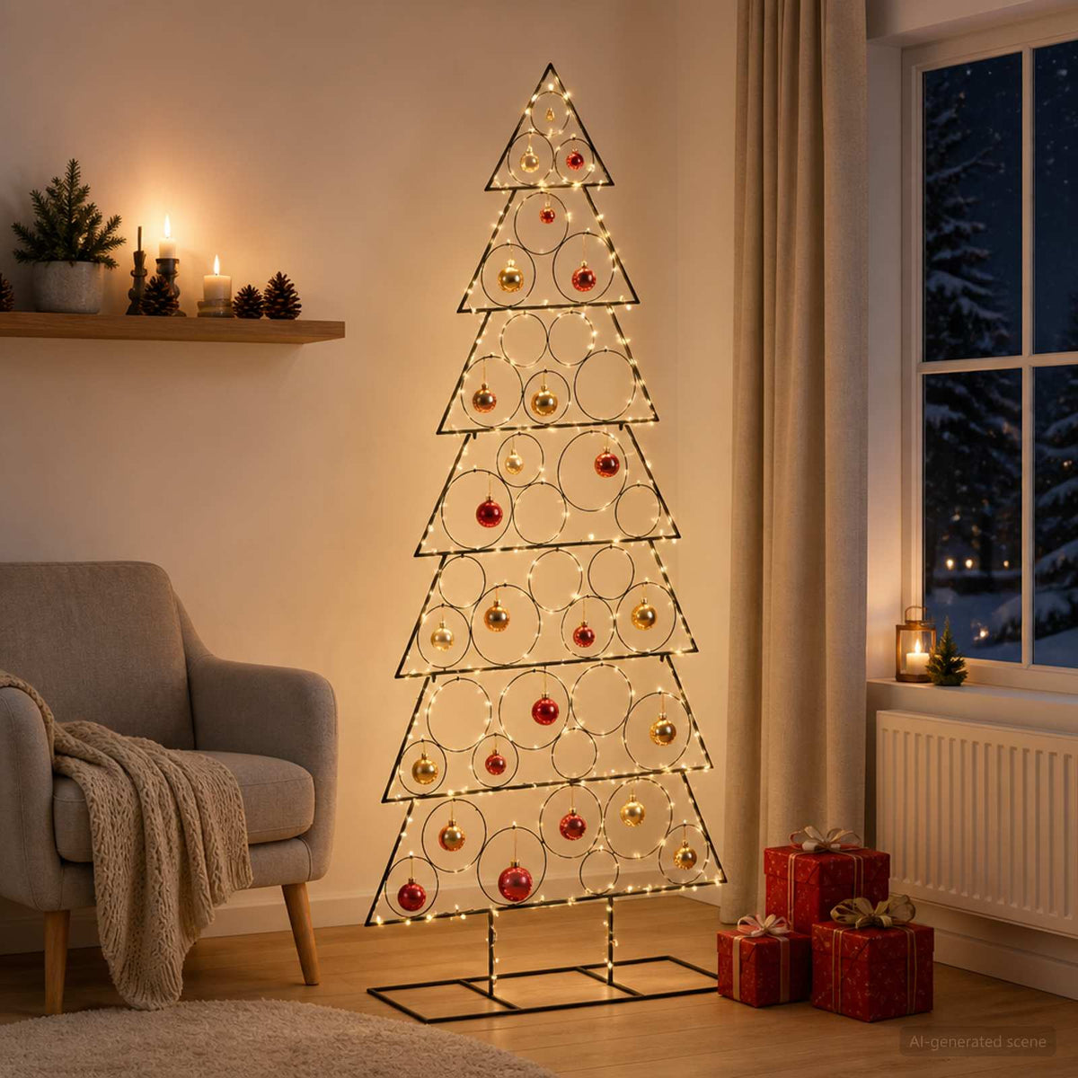 Metal Christmas Tree KUOPIO Steel Black 210 cm