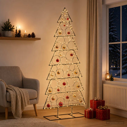 Metal Christmas Tree KUOPIO Steel Black 210 cm