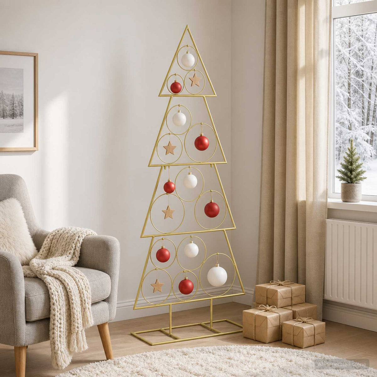 Metal Christmas Tree KUOPIO Steel Gold 125 cm